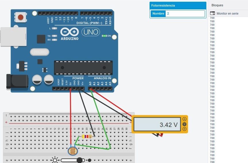 Relación entre valores del sensor y arduino